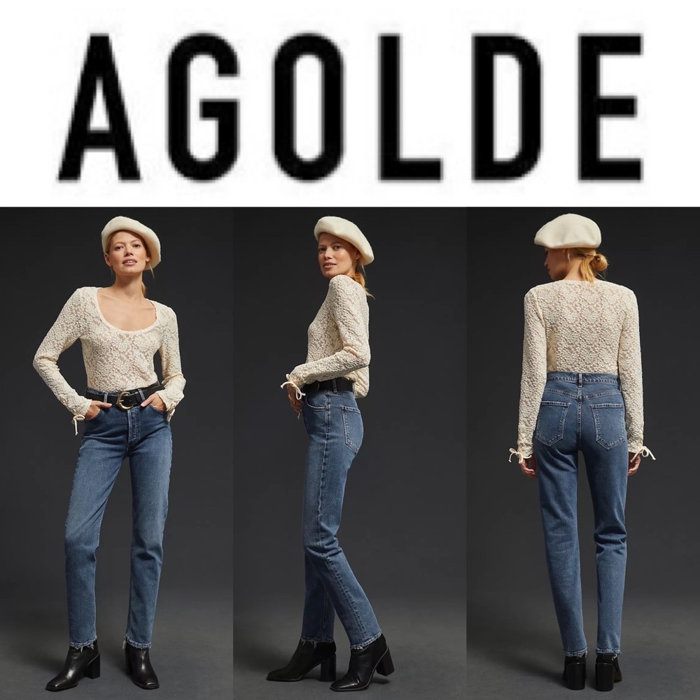 NWT AGOLDE Riley High-Rise Straight Long Jeans